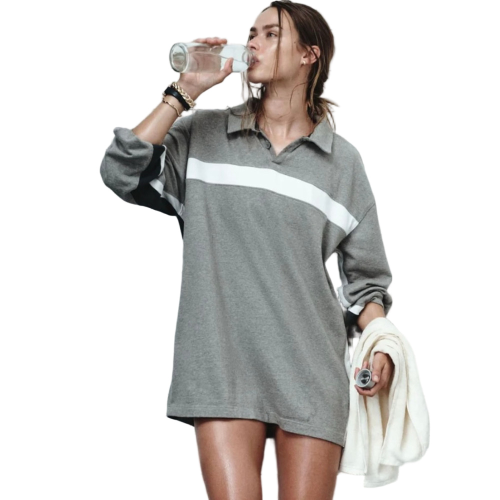 Gola x Anthropologie Team Jersey Mini Dress NWT Size Large Gray - Picture 2 of 7